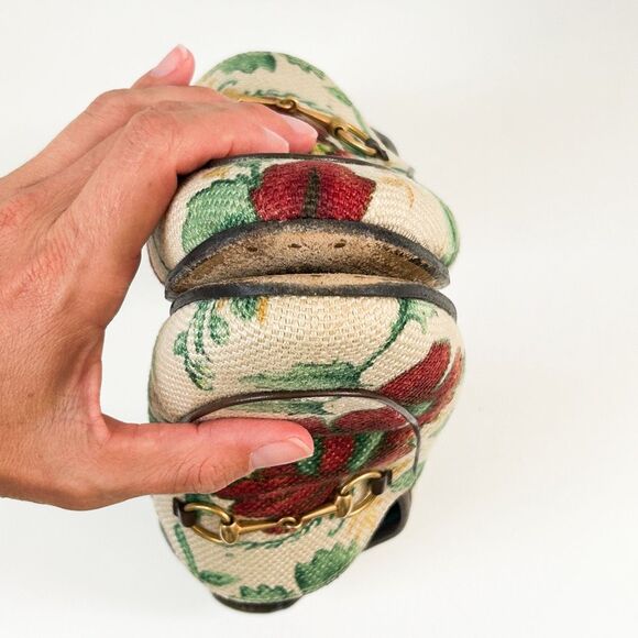 Gucci Jordan Horsebit Floral Loafers Canvas Flats Size 42, 12 - Picture 9 of 14